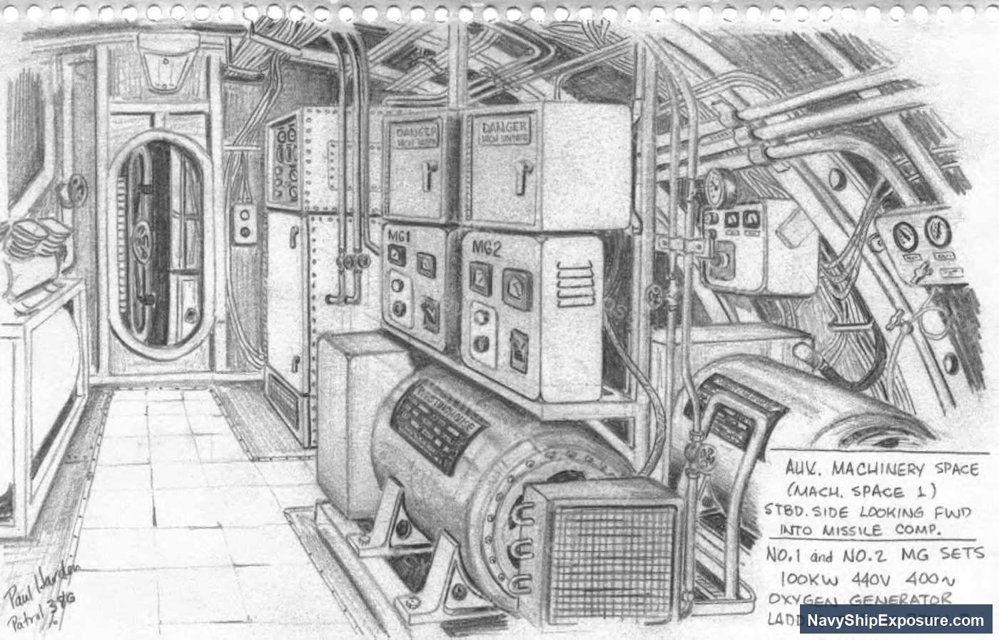Technical schematic of auxiliary machinery space